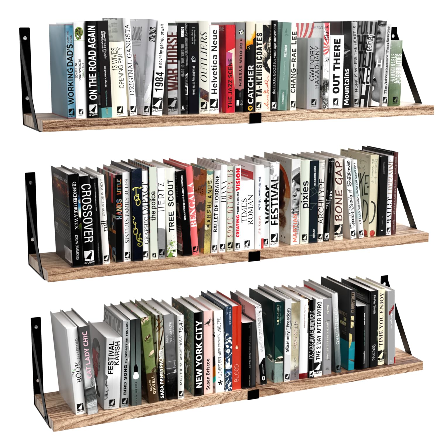 Amazon.com: Floating Book Shelves Set of 3, Wall Bookshelf, 33